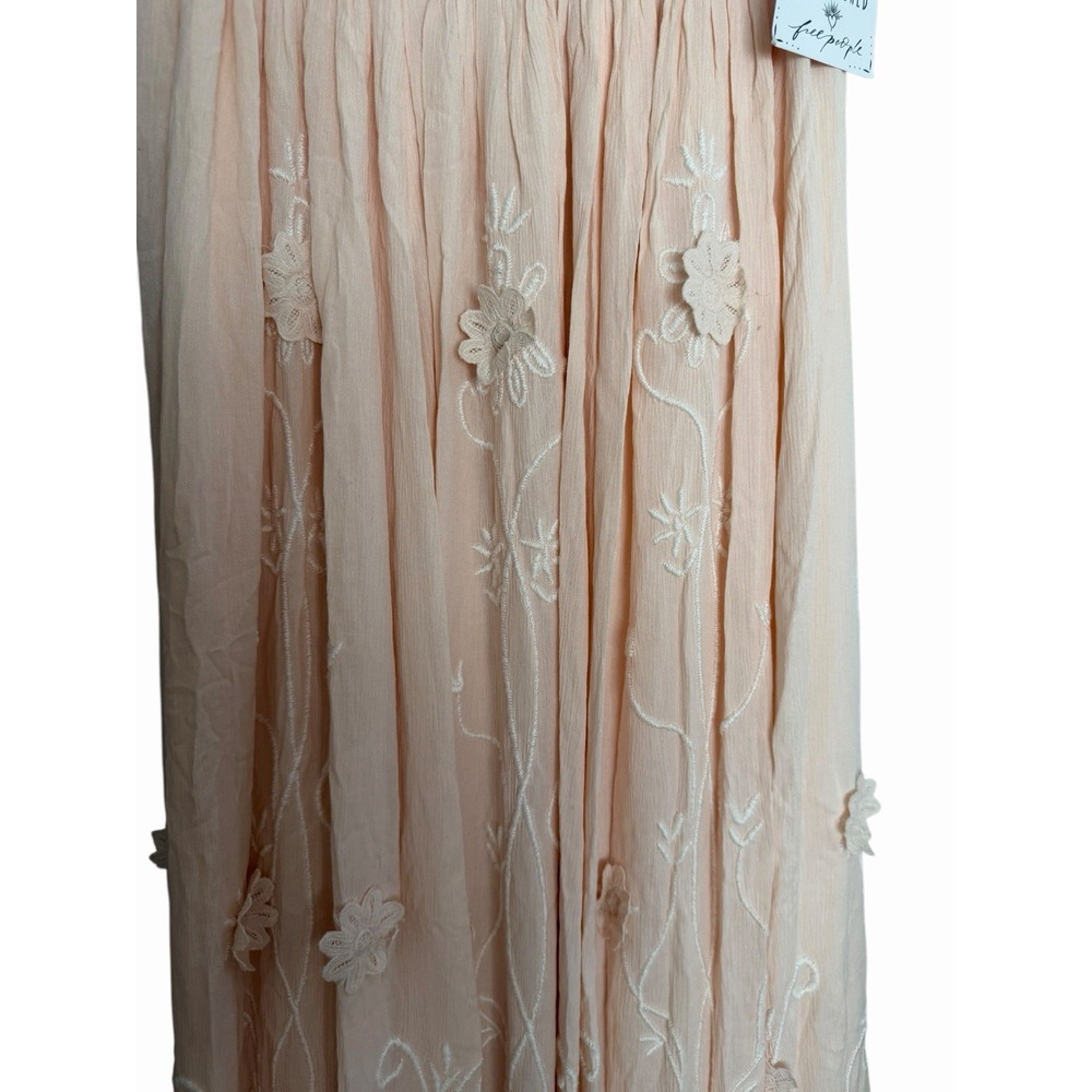 Free People Rosa 3D Floral Embroidered Maxi Dress Peach Women's Size Small - Picture 8 of 16